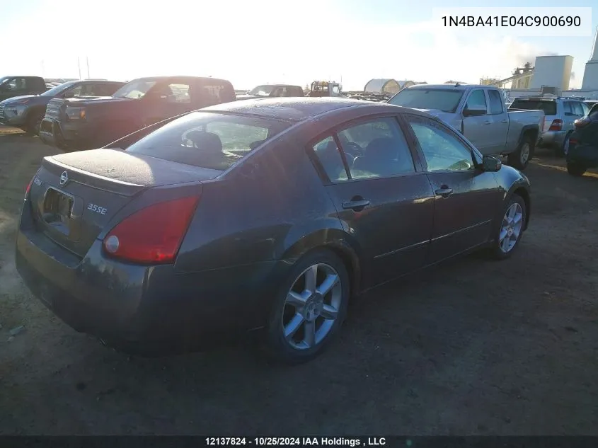 2004 Nissan Maxima 3.5 Sl VIN: 1N4BA41E04C900690 Lot: 12137824