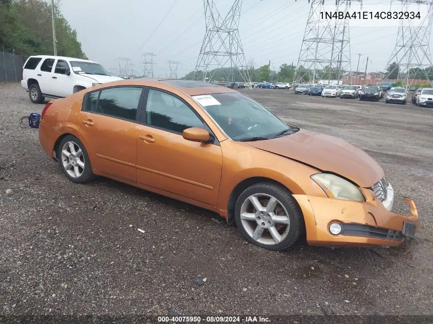 2004 Nissan Maxima 3.5 Se VIN: 1N4BA41E14C832934 Lot: 40075950