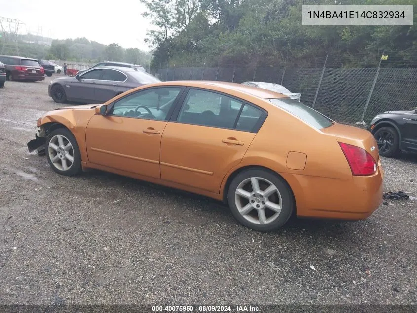 2004 Nissan Maxima 3.5 Se VIN: 1N4BA41E14C832934 Lot: 40075950