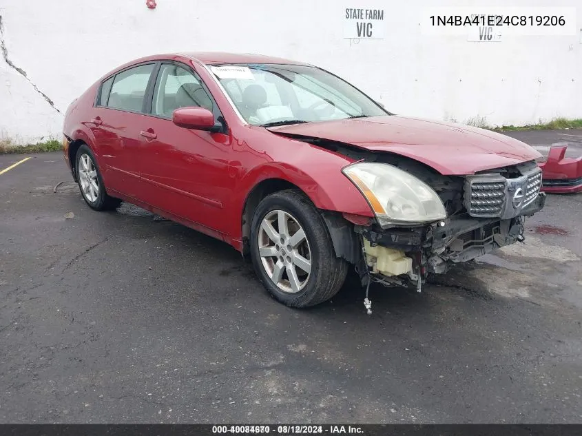 2004 Nissan Maxima 3.5 Sl VIN: 1N4BA41E24C819206 Lot: 40084670