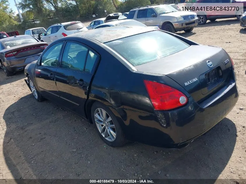 2004 Nissan Maxima 3.5 Se VIN: 1N4BA41E84C843770 Lot: 40188479