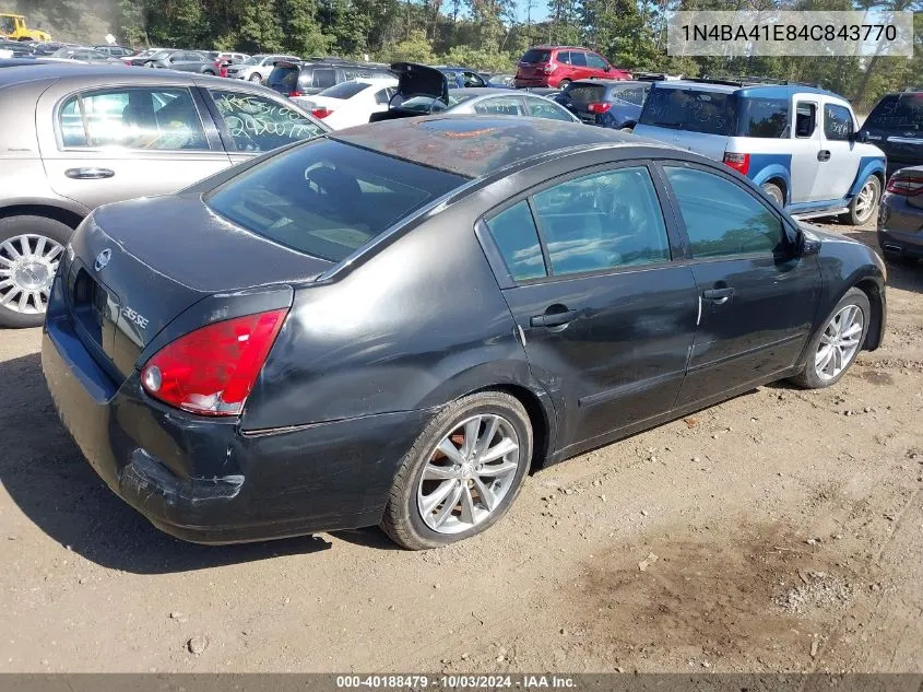 2004 Nissan Maxima 3.5 Se VIN: 1N4BA41E84C843770 Lot: 40188479