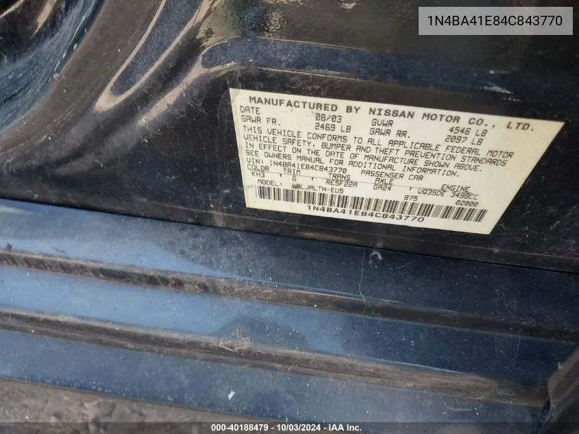 1N4BA41E84C843770 2004 Nissan Maxima 3.5 Se