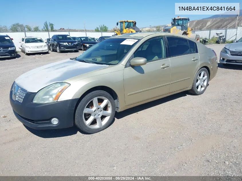 2004 Nissan Maxima 3.5 Se VIN: 1N4BA41EX4C841664 Lot: 40203058