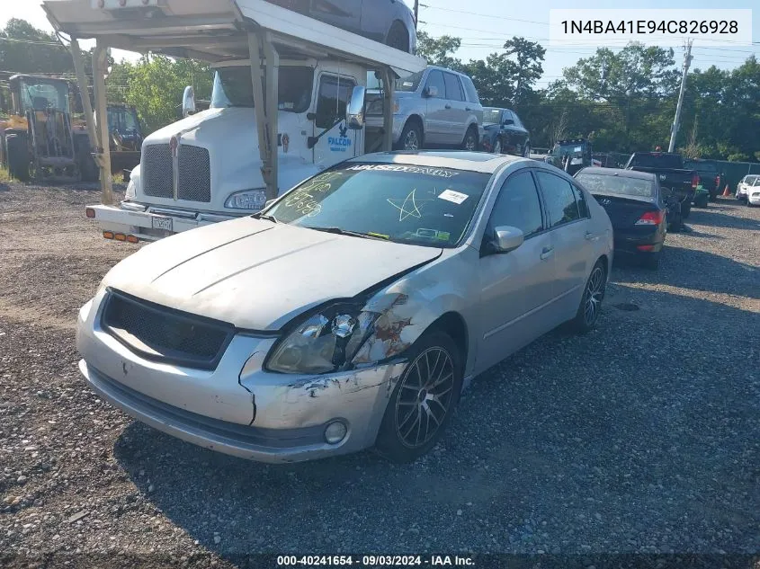 2004 Nissan Maxima 3.5 Sl VIN: 1N4BA41E94C826928 Lot: 40241654