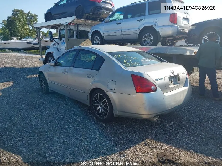 2004 Nissan Maxima 3.5 Sl VIN: 1N4BA41E94C826928 Lot: 40241654