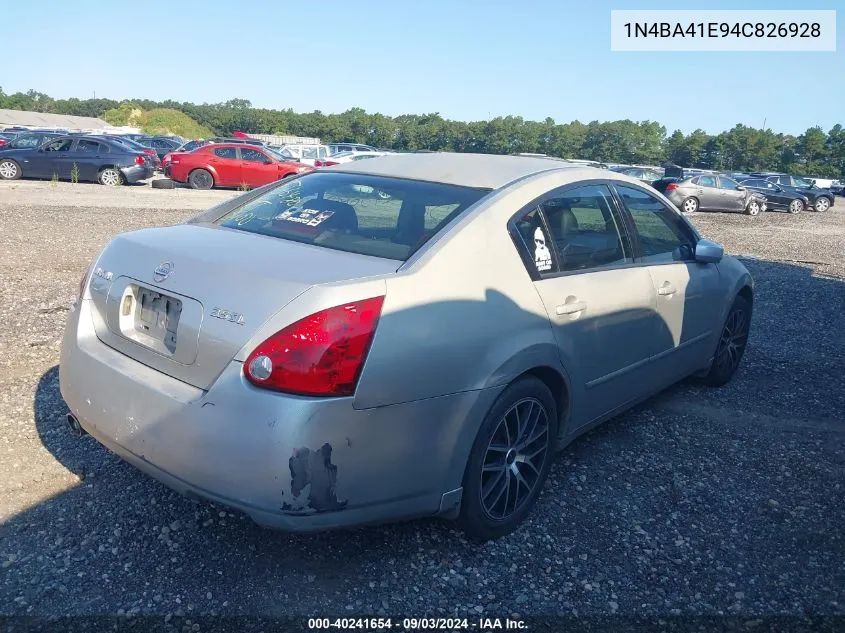 2004 Nissan Maxima 3.5 Sl VIN: 1N4BA41E94C826928 Lot: 40241654