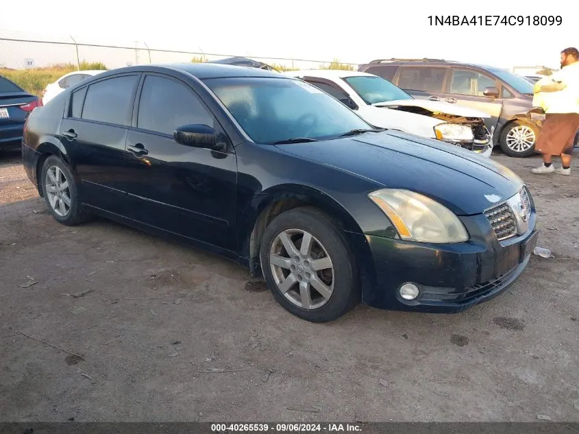 2004 Nissan Maxima Se/Sl VIN: 1N4BA41E74C918099 Lot: 40265539