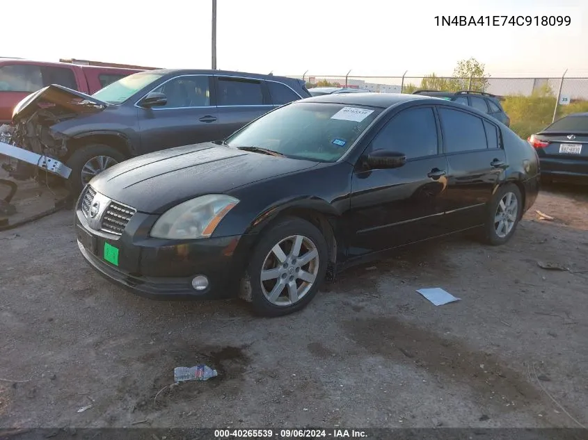 2004 Nissan Maxima Se/Sl VIN: 1N4BA41E74C918099 Lot: 40265539