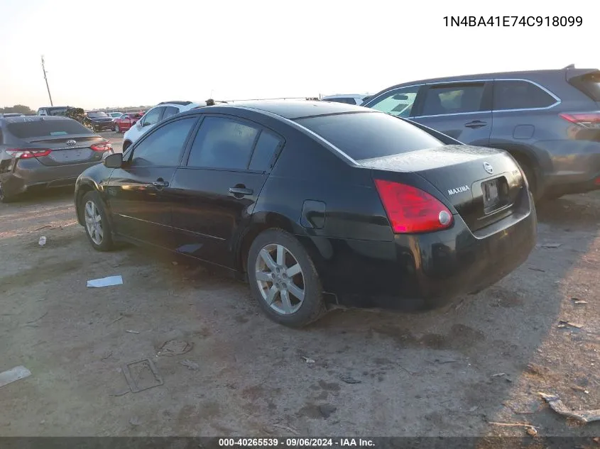 2004 Nissan Maxima Se/Sl VIN: 1N4BA41E74C918099 Lot: 40265539