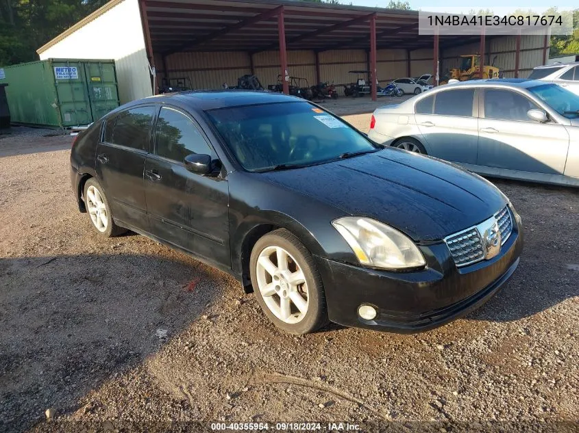 2004 Nissan Maxima 3.5 Se VIN: 1N4BA41E34C817674 Lot: 40355954