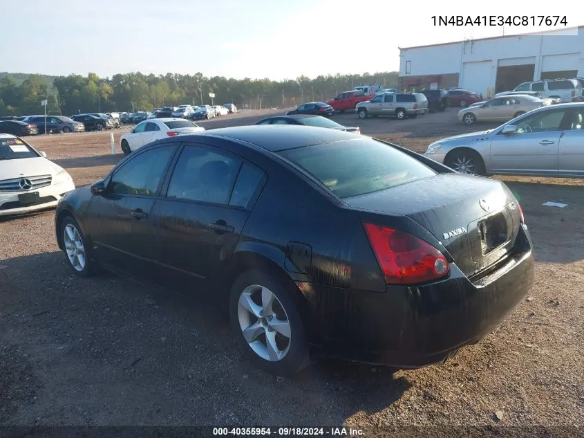 2004 Nissan Maxima 3.5 Se VIN: 1N4BA41E34C817674 Lot: 40355954