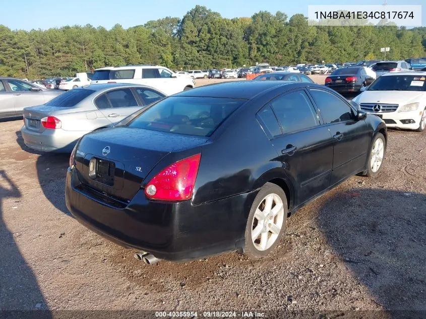 2004 Nissan Maxima 3.5 Se VIN: 1N4BA41E34C817674 Lot: 40355954