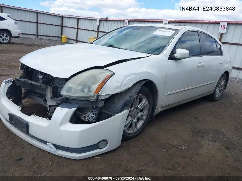 2004 Nissan Maxima 3.5 Se VIN: 1N4BA41E24C833848 Lot: 40406078