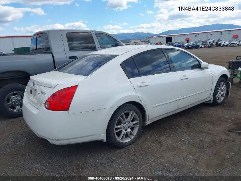 2004 Nissan Maxima 3.5 Se VIN: 1N4BA41E24C833848 Lot: 40406078