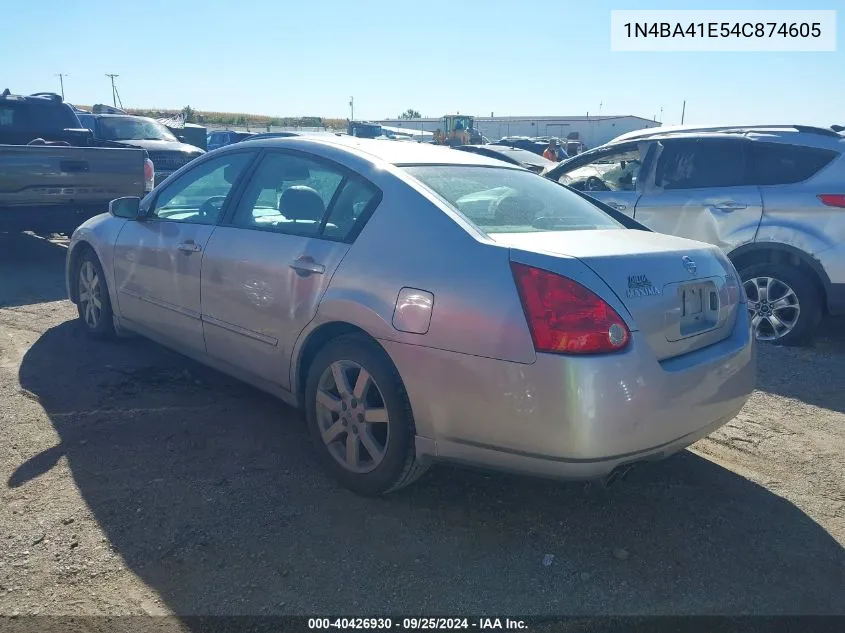 2004 Nissan Maxima 3.5 Sl VIN: 1N4BA41E54C874605 Lot: 40426930