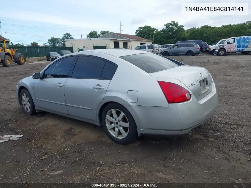 2004 Nissan Maxima 3.5 Sl VIN: 1N4BA41E84C814141 Lot: 40461395