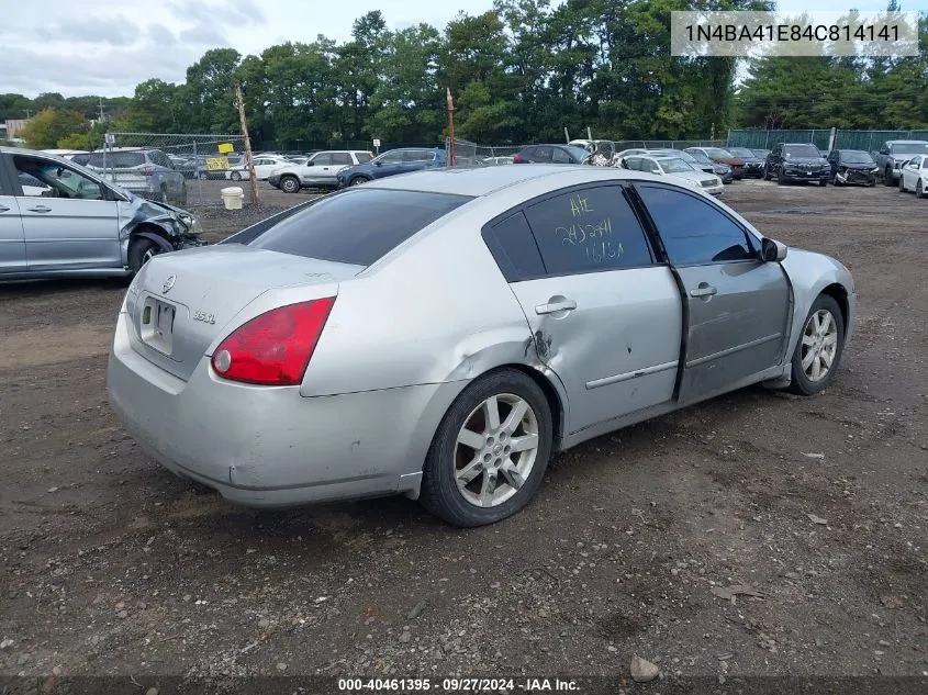 2004 Nissan Maxima 3.5 Sl VIN: 1N4BA41E84C814141 Lot: 40461395