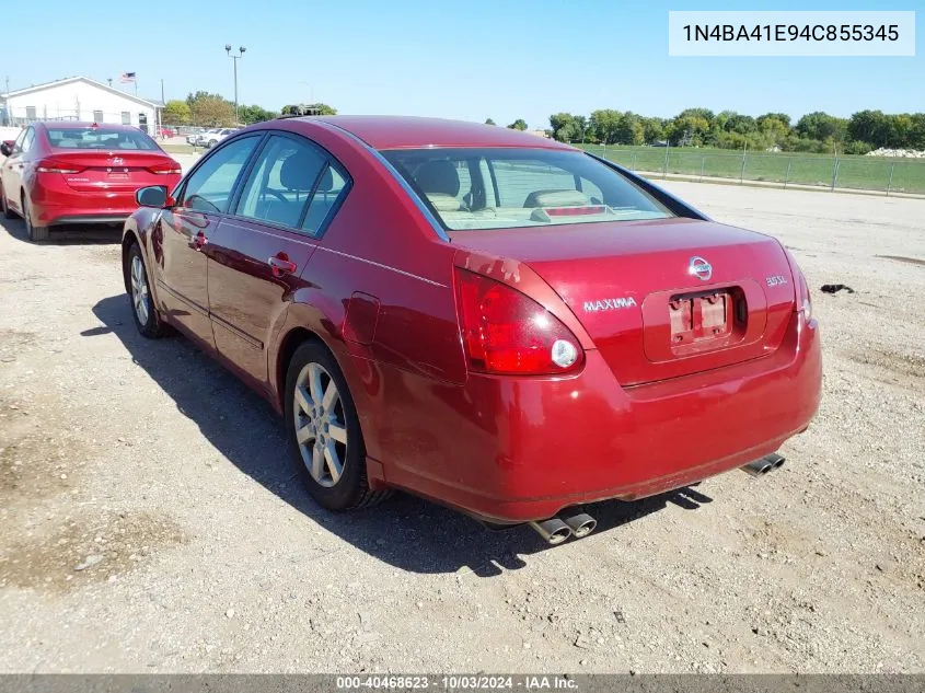 2004 Nissan Maxima 3.5 Sl VIN: 1N4BA41E94C855345 Lot: 40468623