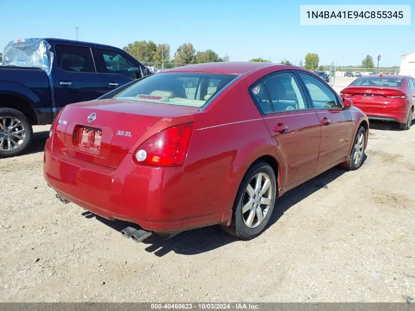 2004 Nissan Maxima 3.5 Sl VIN: 1N4BA41E94C855345 Lot: 40468623