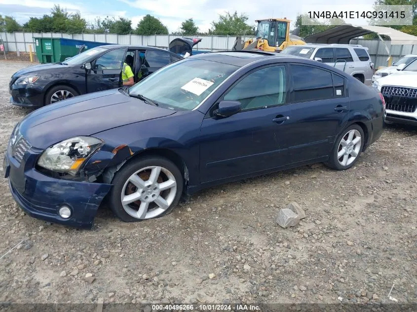 1N4BA41E14C931415 2004 Nissan Maxima 3.5 Se