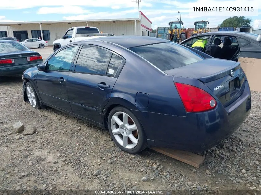 1N4BA41E14C931415 2004 Nissan Maxima 3.5 Se