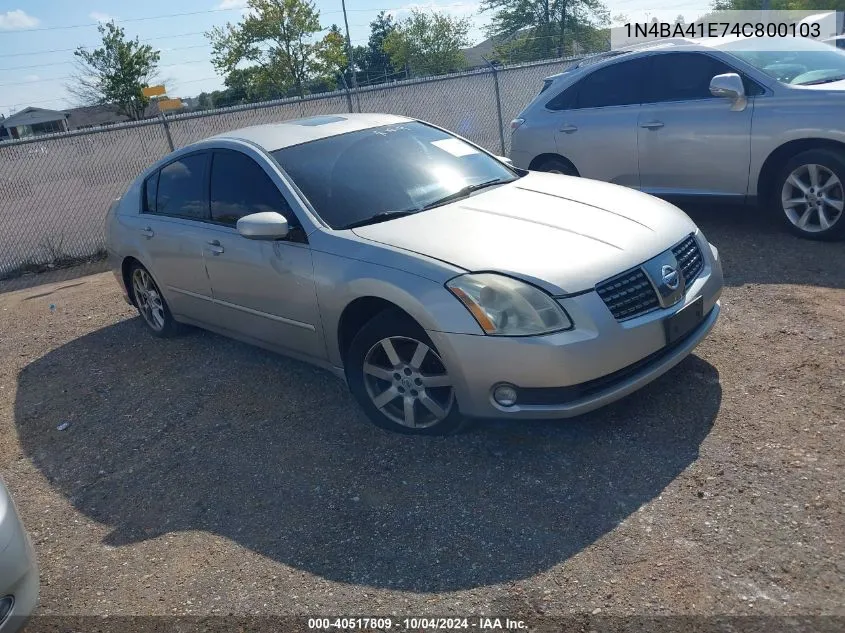 2004 Nissan Maxima 3.5 Se VIN: 1N4BA41E74C800103 Lot: 40517809