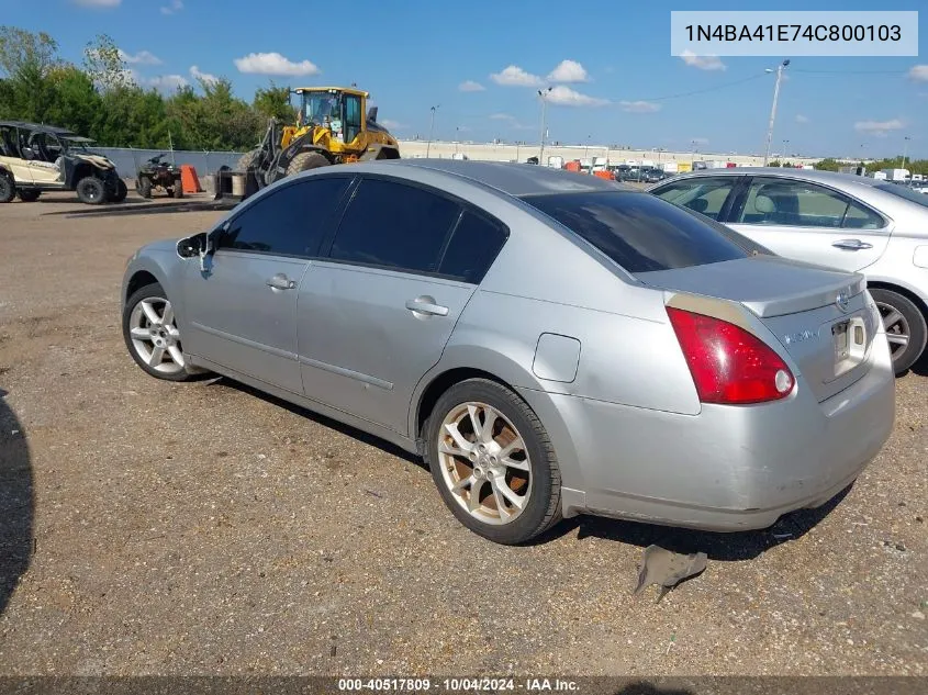 2004 Nissan Maxima 3.5 Se VIN: 1N4BA41E74C800103 Lot: 40517809