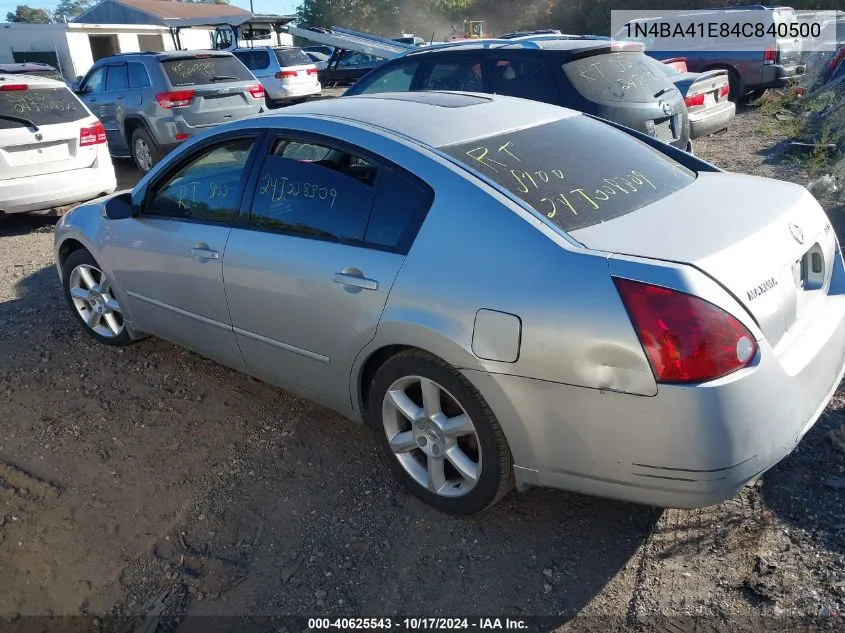 2004 Nissan Maxima 3.5 Se VIN: 1N4BA41E84C840500 Lot: 40625543