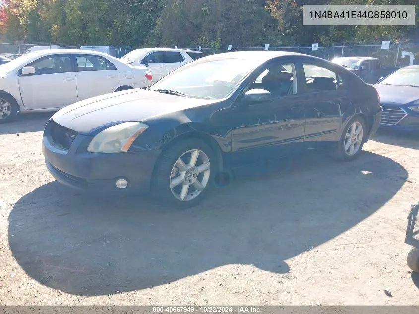 2004 Nissan Maxima 3.5 Se VIN: 1N4BA41E44C858010 Lot: 40667949