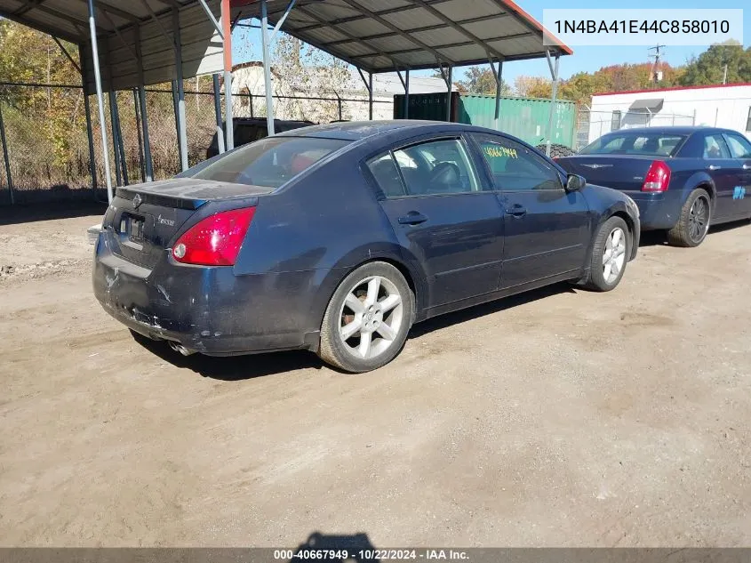 2004 Nissan Maxima 3.5 Se VIN: 1N4BA41E44C858010 Lot: 40667949