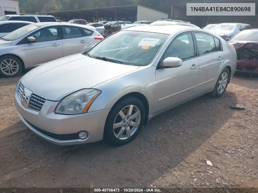 2004 Nissan Maxima Se/Sl VIN: 1N4BA41E84C890698 Lot: 40706473