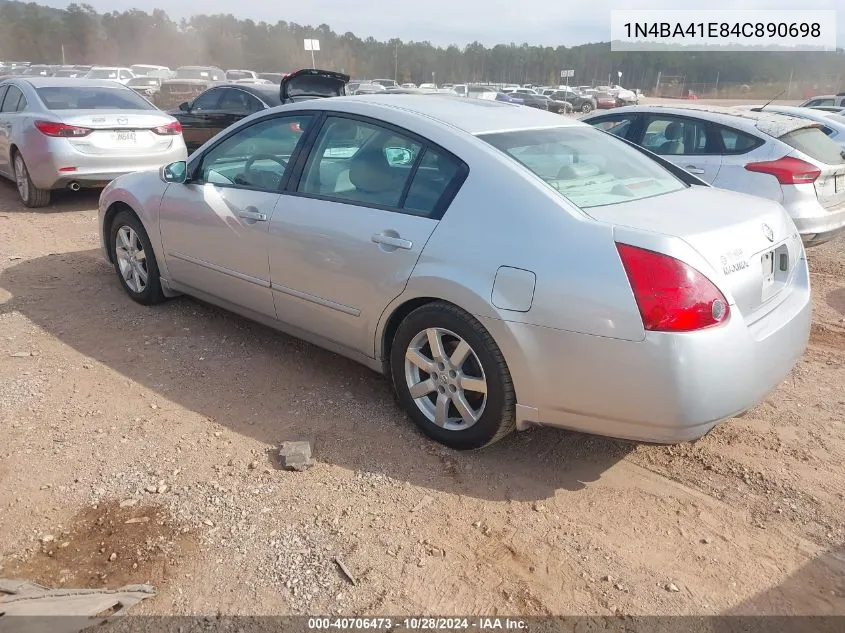 2004 Nissan Maxima Se/Sl VIN: 1N4BA41E84C890698 Lot: 40706473