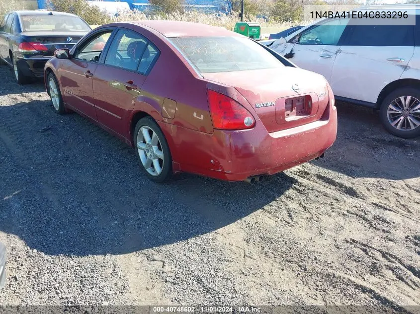 2004 Nissan Maxima 3.5 Se VIN: 1N4BA41E04C833296 Lot: 40748602