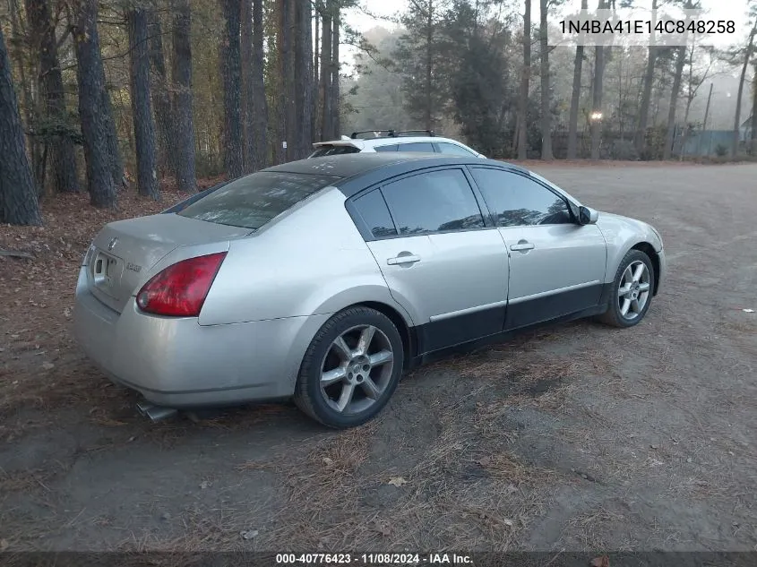 2004 Nissan Maxima 3.5 Se VIN: 1N4BA41E14C848258 Lot: 40776423