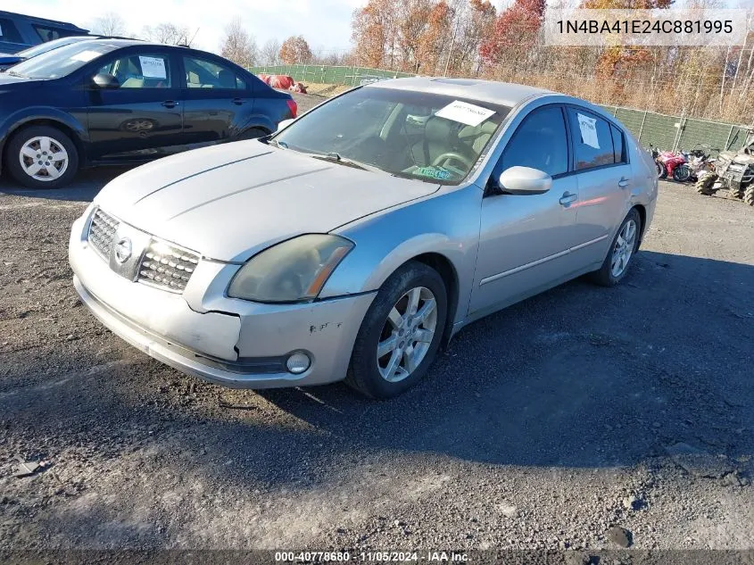 2004 Nissan Maxima 3.5 Sl VIN: 1N4BA41E24C881995 Lot: 40778680