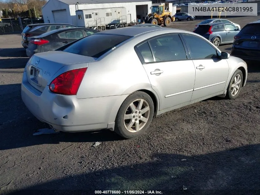 2004 Nissan Maxima 3.5 Sl VIN: 1N4BA41E24C881995 Lot: 40778680