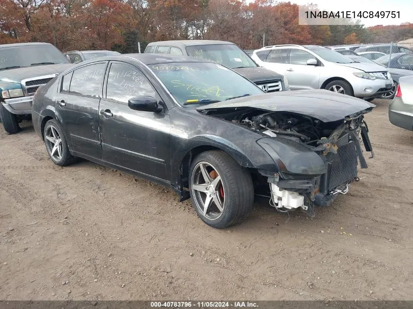 2004 Nissan Maxima 3.5 Sl VIN: 1N4BA41E14C849751 Lot: 40783796