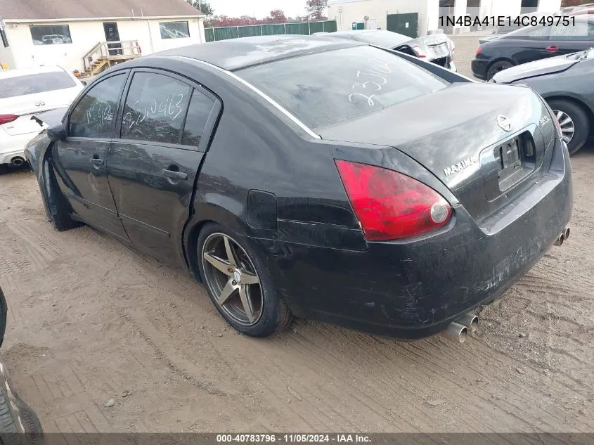 2004 Nissan Maxima 3.5 Sl VIN: 1N4BA41E14C849751 Lot: 40783796