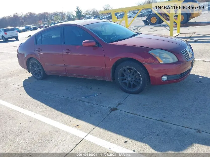 2004 Nissan Maxima 3.5 Se VIN: 1N4BA41E64C866769 Lot: 40816004