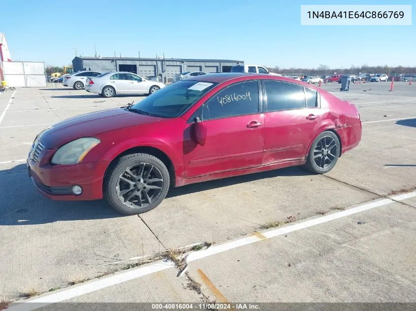 2004 Nissan Maxima 3.5 Se VIN: 1N4BA41E64C866769 Lot: 40816004