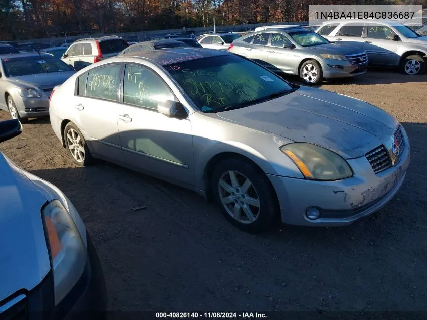 2004 Nissan Maxima 3.5 Sl VIN: 1N4BA41E84C836687 Lot: 40826140