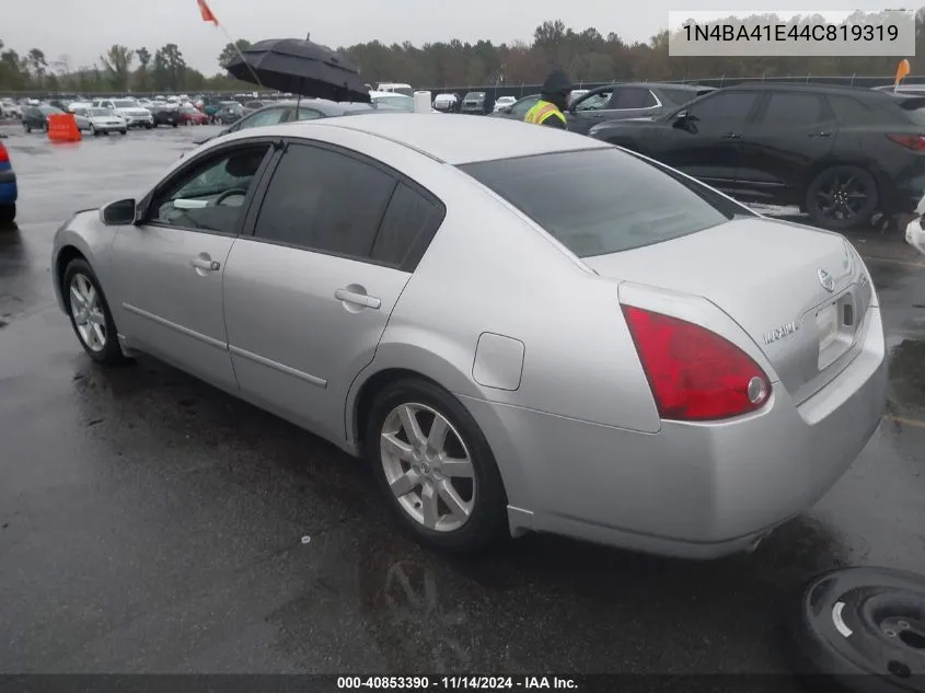 2004 Nissan Maxima 3.5 Sl VIN: 1N4BA41E44C819319 Lot: 40853390