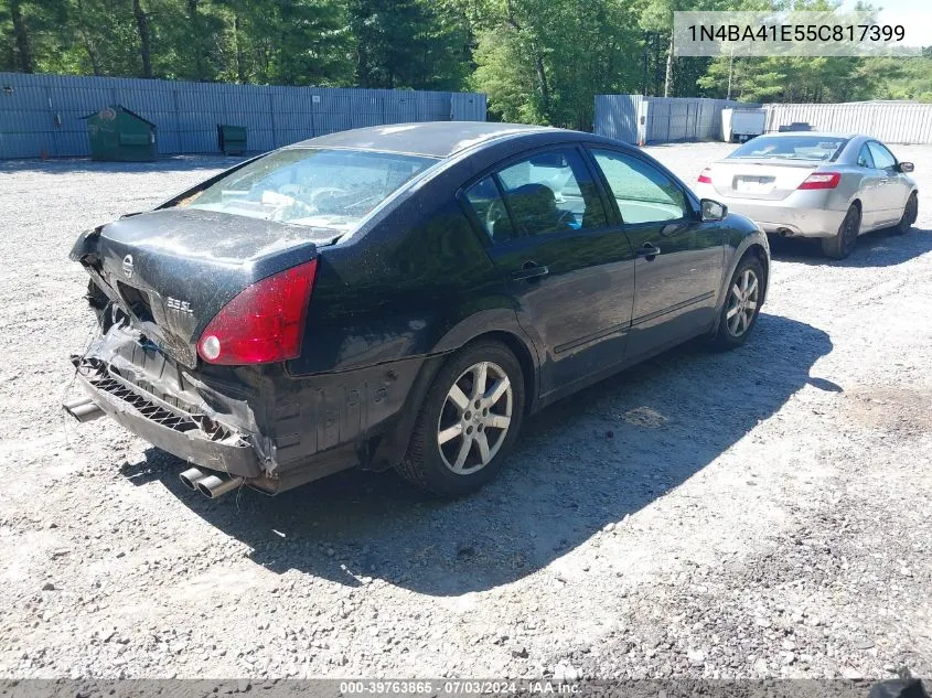 2005 Nissan Maxima 3.5 Sl VIN: 1N4BA41E55C817399 Lot: 39763865