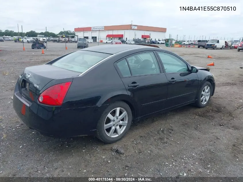 2005 Nissan Maxima 3.5 Sl VIN: 1N4BA41E55C870510 Lot: 40175344