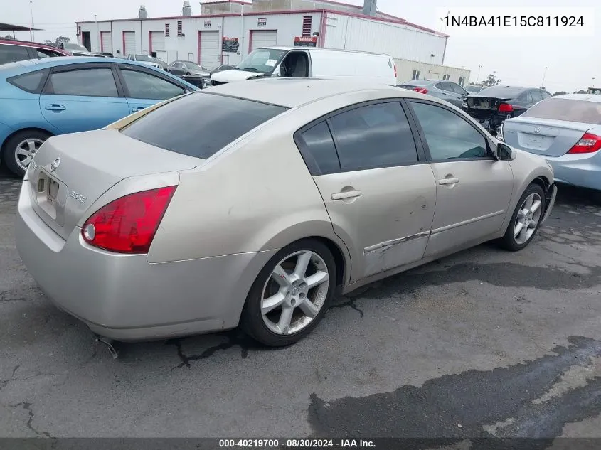 2005 Nissan Maxima 3.5 Se VIN: 1N4BA41E15C811924 Lot: 40219700