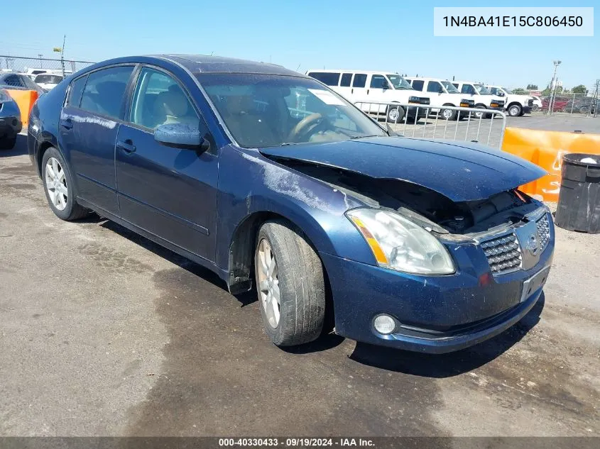 2005 Nissan Maxima 3.5 Sl VIN: 1N4BA41E15C806450 Lot: 40330433