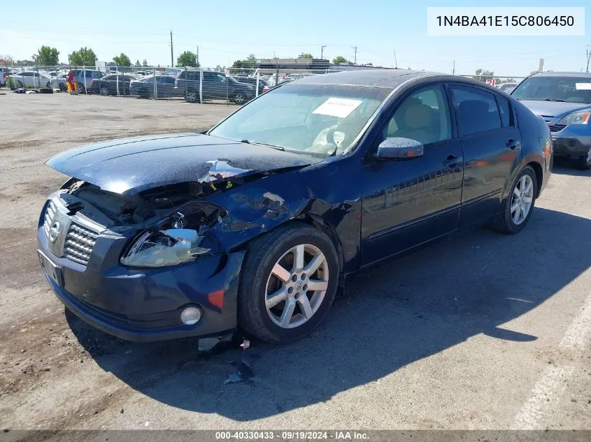 2005 Nissan Maxima 3.5 Sl VIN: 1N4BA41E15C806450 Lot: 40330433