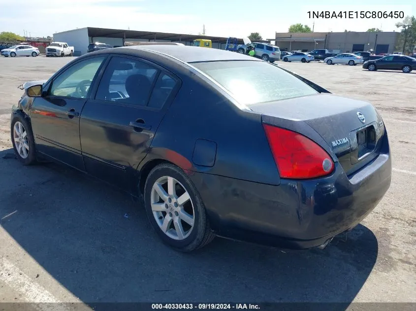 2005 Nissan Maxima 3.5 Sl VIN: 1N4BA41E15C806450 Lot: 40330433