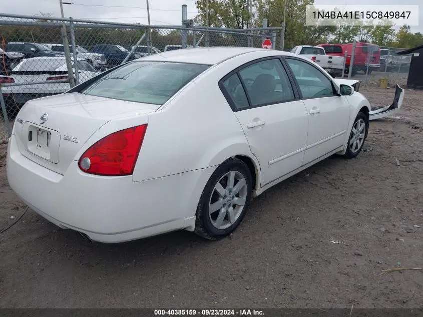 2005 Nissan Maxima 3.5 Sl VIN: 1N4BA41E15C849847 Lot: 40385159